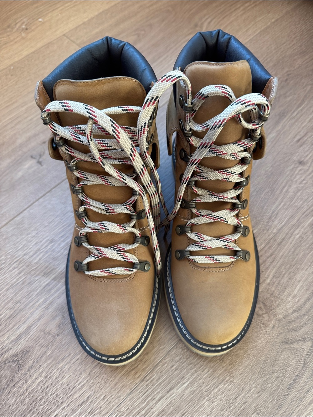 See By Chloe Tan Leather Combat Boots with Contrasting Laces